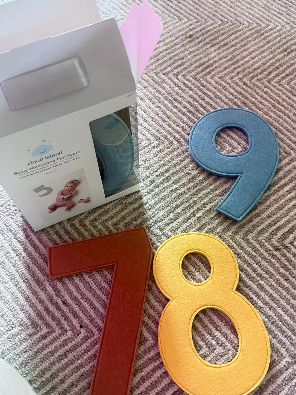 Brand New cloud island Baby Milestone Numbers - Blue and Pink Accent - Picture 2 of 3